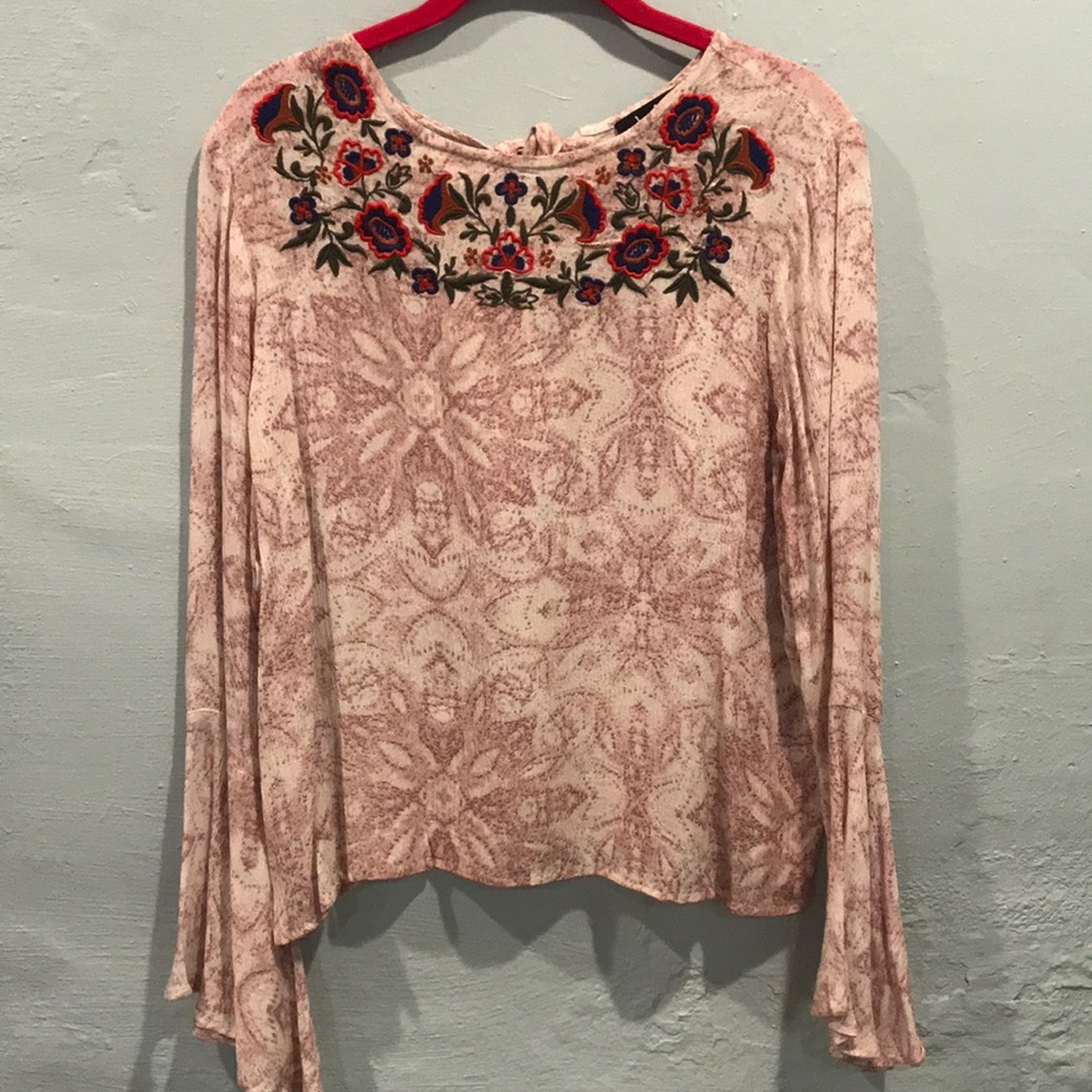 Bell sleeved embroidered blouse